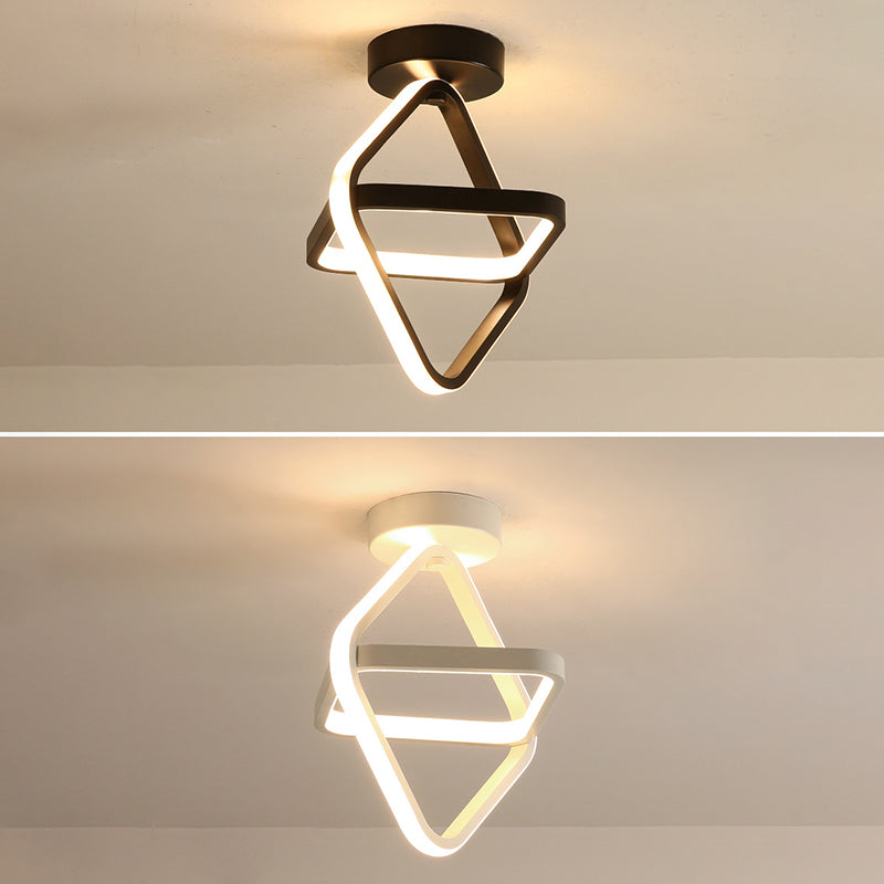 Geometrische semi -flush mount light moderne eenvoud aluminium plafond verlichtingsarmaturen voor slaapkamer