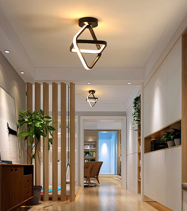 Geometrische semi -flush mount light moderne eenvoud aluminium plafond verlichtingsarmaturen voor slaapkamer