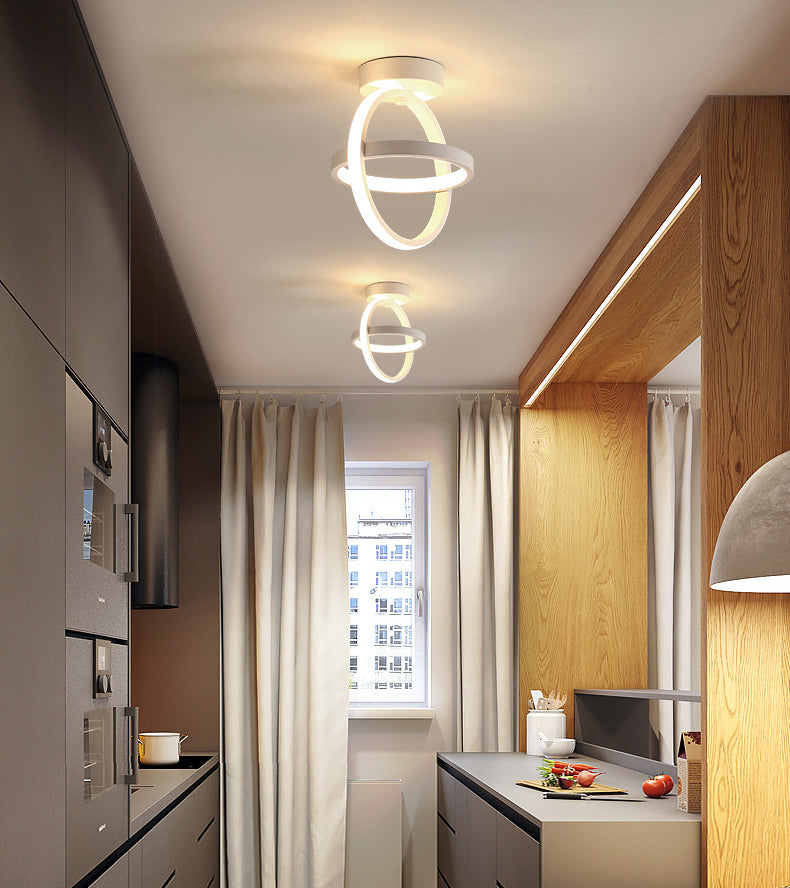 Geometrische semi -flush mount light moderne eenvoud aluminium plafond verlichtingsarmaturen voor slaapkamer