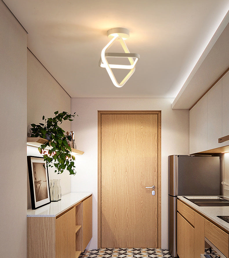 Geometrische semi -flush mount light moderne eenvoud aluminium plafond verlichtingsarmaturen voor slaapkamer