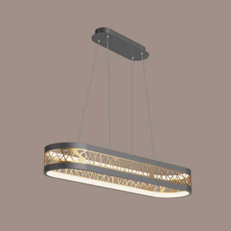 Modern Minimalist Oval Island Light LED Metal Cage Creative Pendant Lighting  for Dining Table