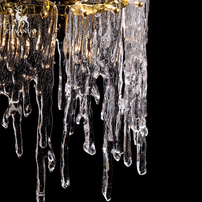 Modern Luxurious Island Pendant Lighting 7 Light Water Column Optical Crystal Island Ceiling Light for Living Room