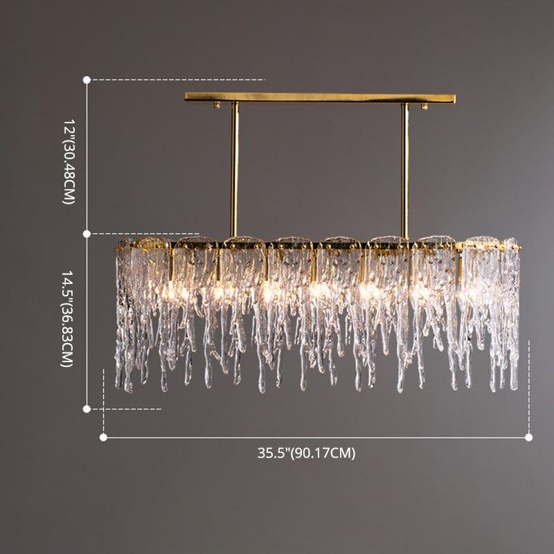 Modern Luxurious Island Pendant Lighting 7 Light Water Column Optical Crystal Island Ceiling Light for Living Room