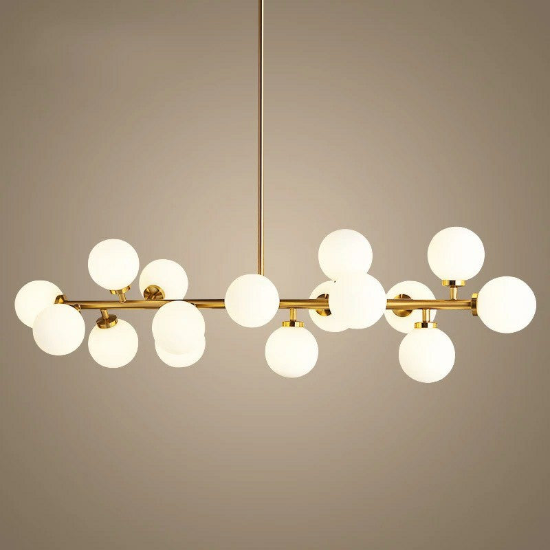 Opal Glass Bubbles Island Lighting Minimalistic Gold Suspension Lamp for Dining Room