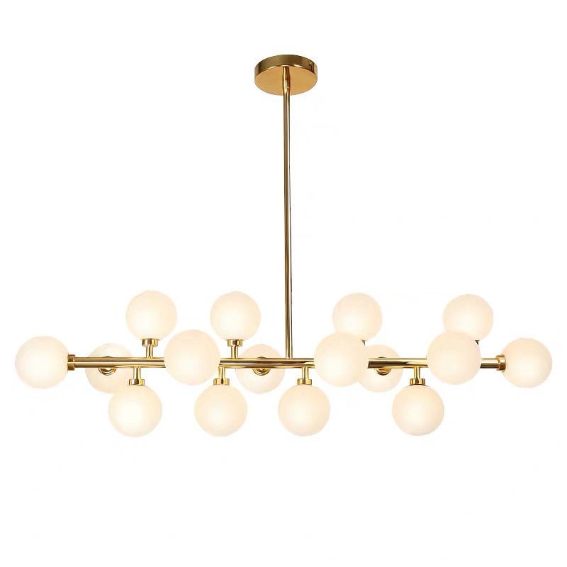 Opal Glass Bubbles Island Lighting Minimalistic Gold Suspension Lamp for Dining Room
