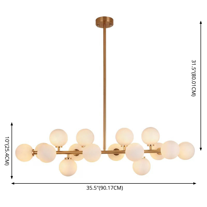 Opal Glass Bubbles Island Lighting Minimalistic Gold Suspension Lamp for Dining Room