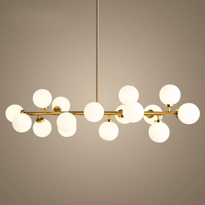 Opal Glass Bubbles Island Lighting Minimalistic Gold Suspension Lamp for Dining Room