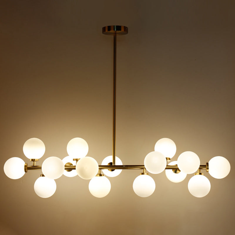 Opal Glass Bubbles Island Lighting Minimalistic Gold Suspension Lamp for Dining Room