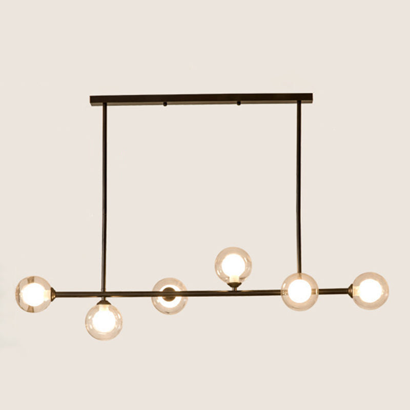 Modern Style Ball Shade Island Light Fixture Glass 6-Head Dinner Suspension Light