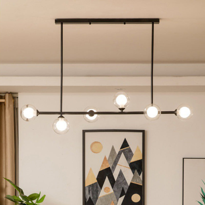 Stile moderno sfera per sfumatura isola lampada in vetro a 6 teste di sospensione per la cena
