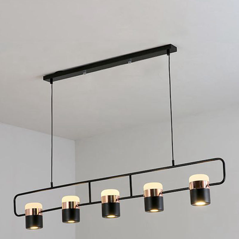 Minimalismo moderno rettangolo isola illuminazione a sospensione LED LED Cilindro sfumatura Il soffitto dell'isola per soggiorno per soggiorno