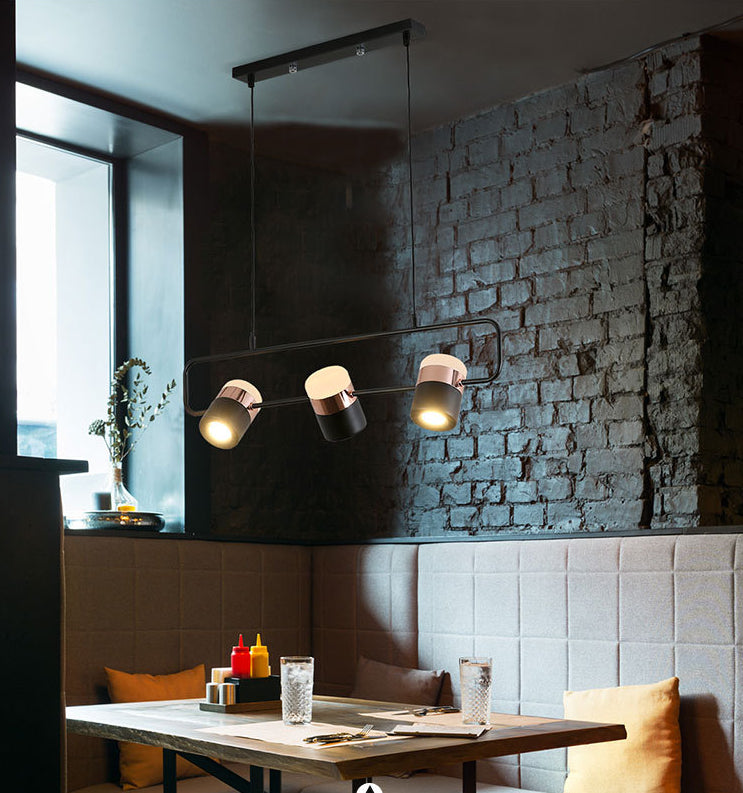 Minimalismo moderno rettangolo isola illuminazione a sospensione LED LED Cilindro sfumatura Il soffitto dell'isola per soggiorno per soggiorno