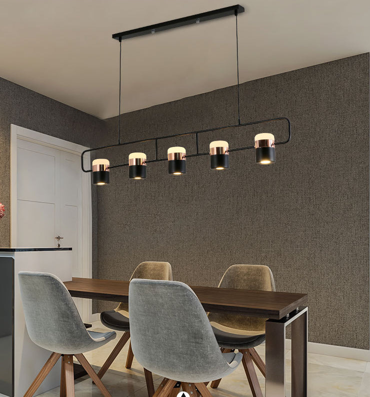 Minimalismo moderno rettangolo isola illuminazione a sospensione LED LED Cilindro sfumatura Il soffitto dell'isola per soggiorno per soggiorno