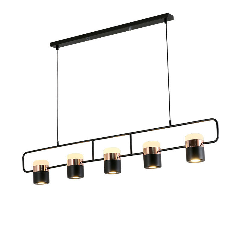 Minimalismo moderno rettangolo isola illuminazione a sospensione LED LED Cilindro sfumatura Il soffitto dell'isola per soggiorno per soggiorno