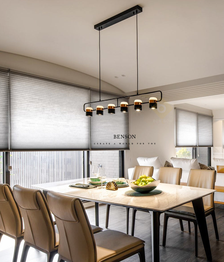 Minimalismo moderno rettangolo isola illuminazione a sospensione LED LED Cilindro sfumatura Il soffitto dell'isola per soggiorno per soggiorno