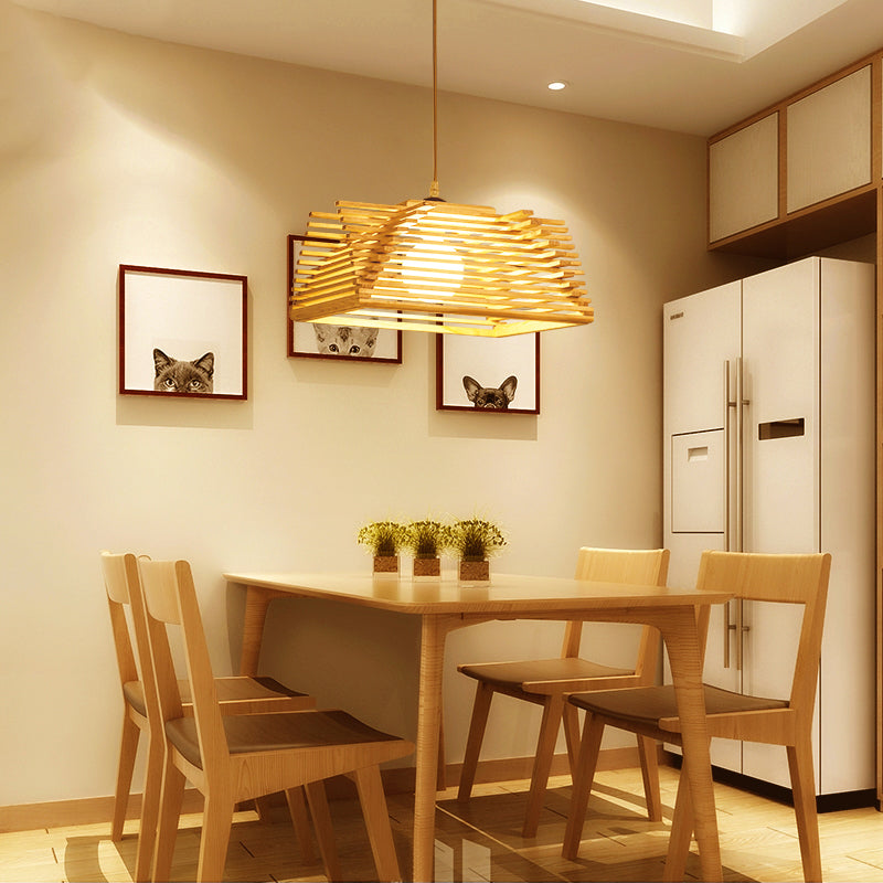 Modernista 1 Bulbo Posto Iluminación Beige Beige Capazing Lighting Lights con sombra de madera