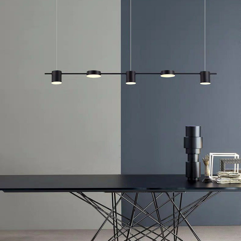 Minimalist Linear Island Lighting Metal 5-Light Dining Room LED Hanging Pendant Light