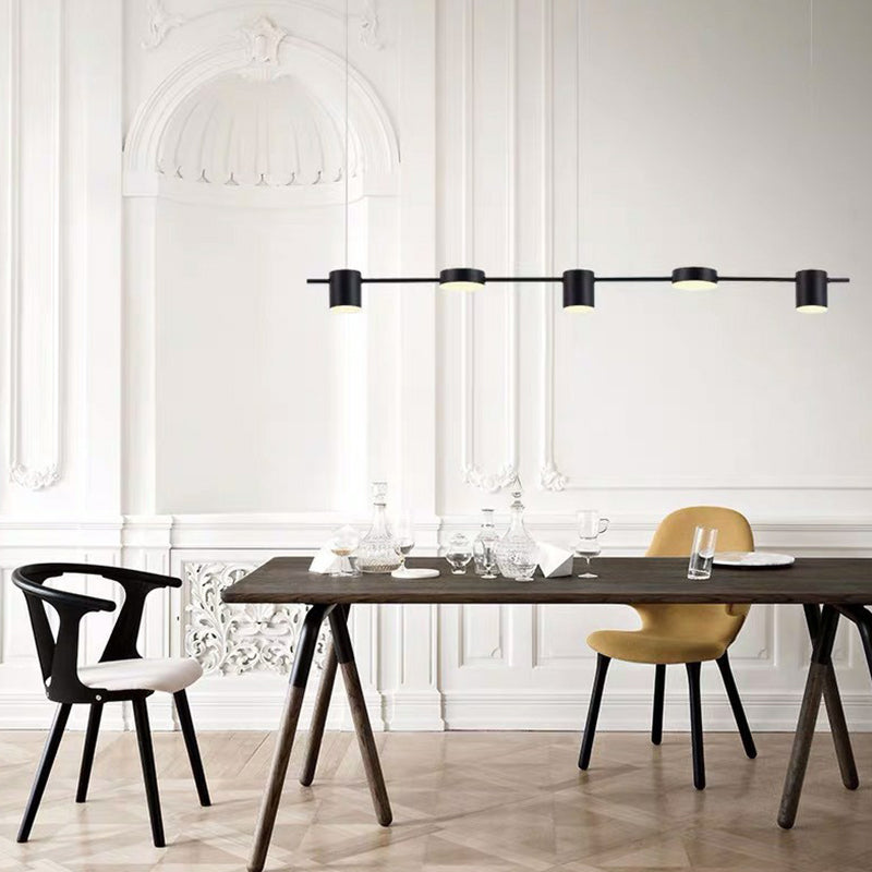 Minimalist Linear Island Lighting Metal 5-Light Dining Room LED Hanging Pendant Light