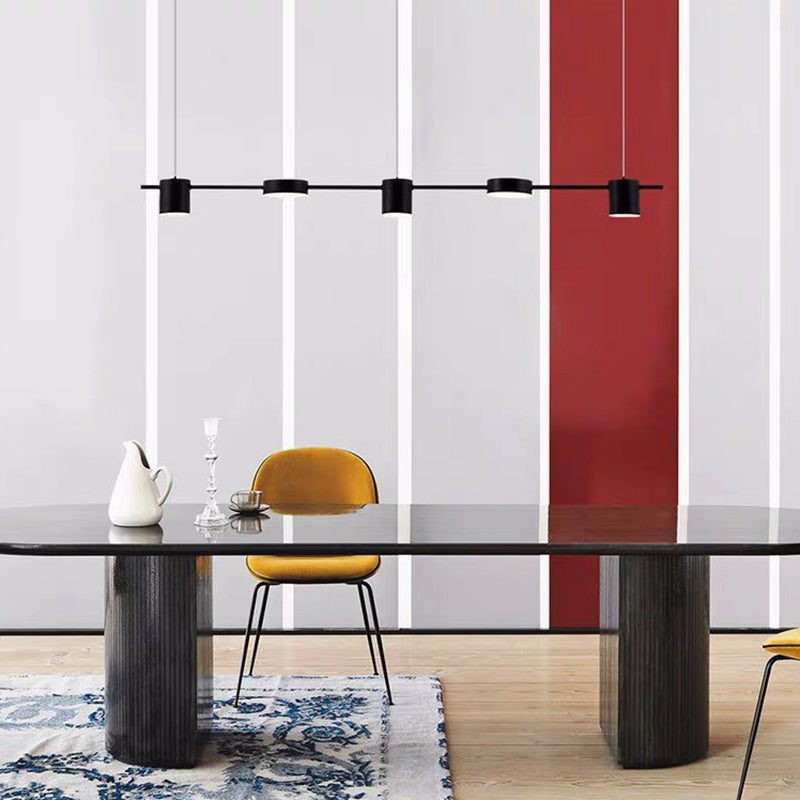 Minimalist Linear Island Lighting Metal 5-Light Dining Room LED Hanging Pendant Light