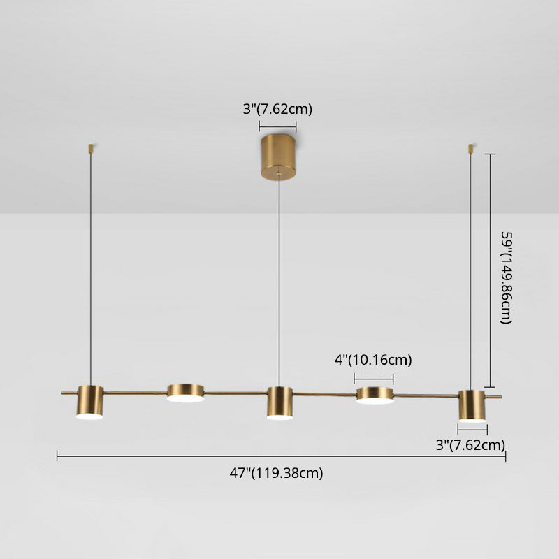 Minimalist Linear Island Lighting Metal 5-Light Dining Room LED Hanging Pendant Light