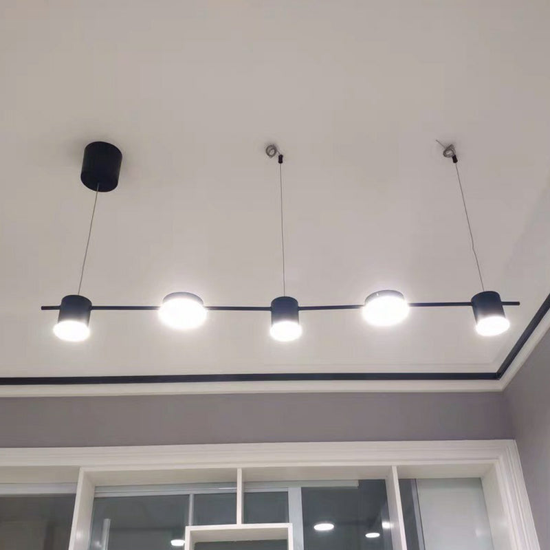 Minimalist Linear Island Lighting Metal 5-Light Dining Room LED Hanging Pendant Light