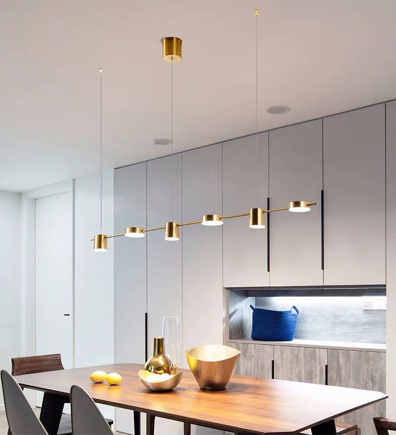 Minimalist Linear Island Lighting Metal 5-Light Dining Room LED Hanging Pendant Light