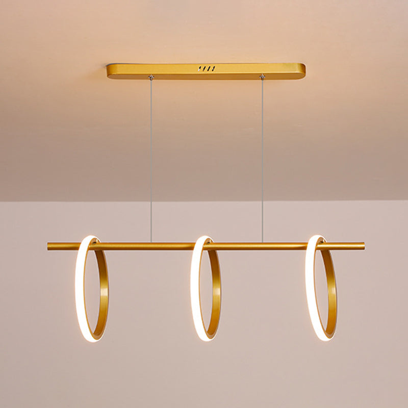Modern Minimalism Linear Island Pendant Lighting LED Metal  Ring Island Ceiling Light for Living Room