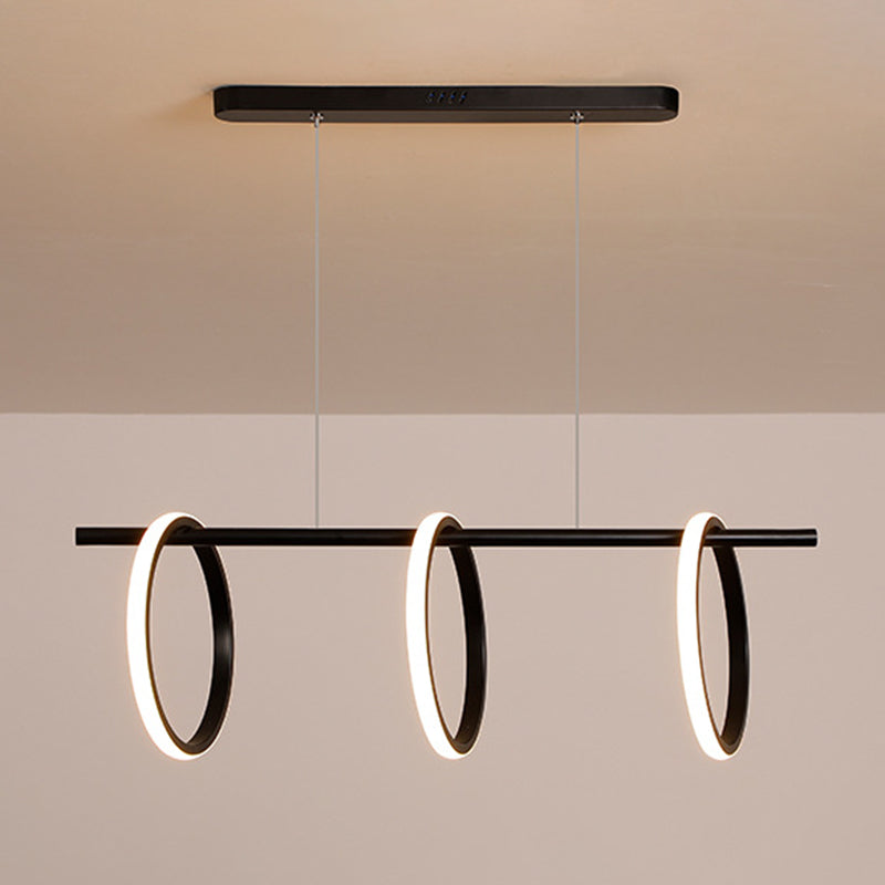 Modern Minimalism Linear Island Pendant Lighting LED Metal  Ring Island Ceiling Light for Living Room