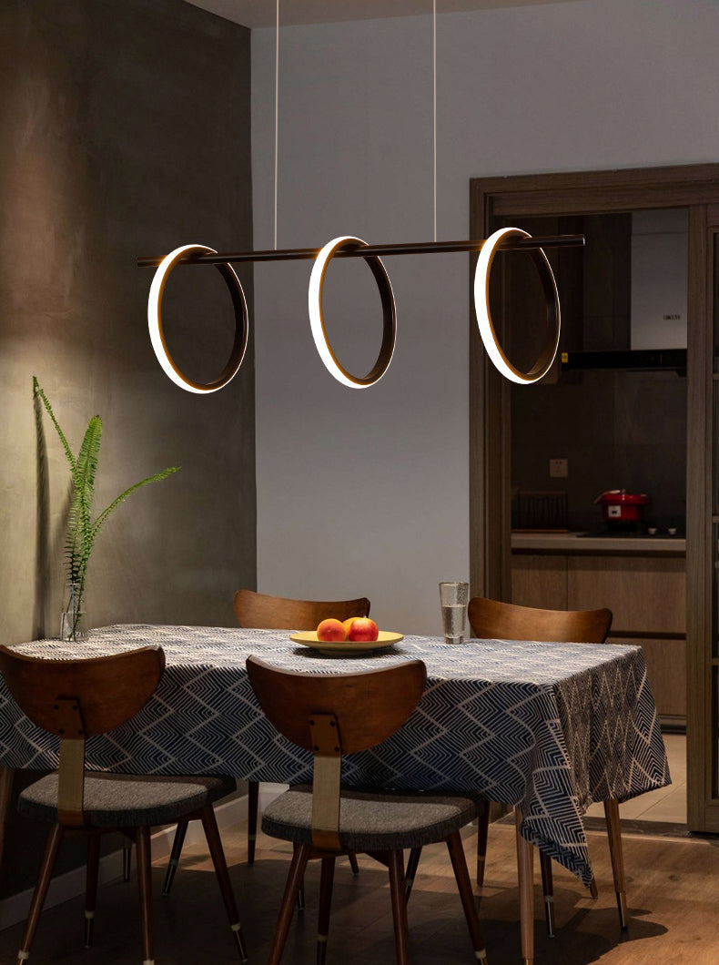 Modern Minimalism Linear Island Pendant Lighting LED Metal  Ring Island Ceiling Light for Living Room