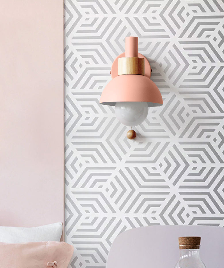 Minimalist Wall Sconce Torchlight Shaped with Pull Switch and Dome Metal Shade Indoor for Bedroom Bathroom Lighting