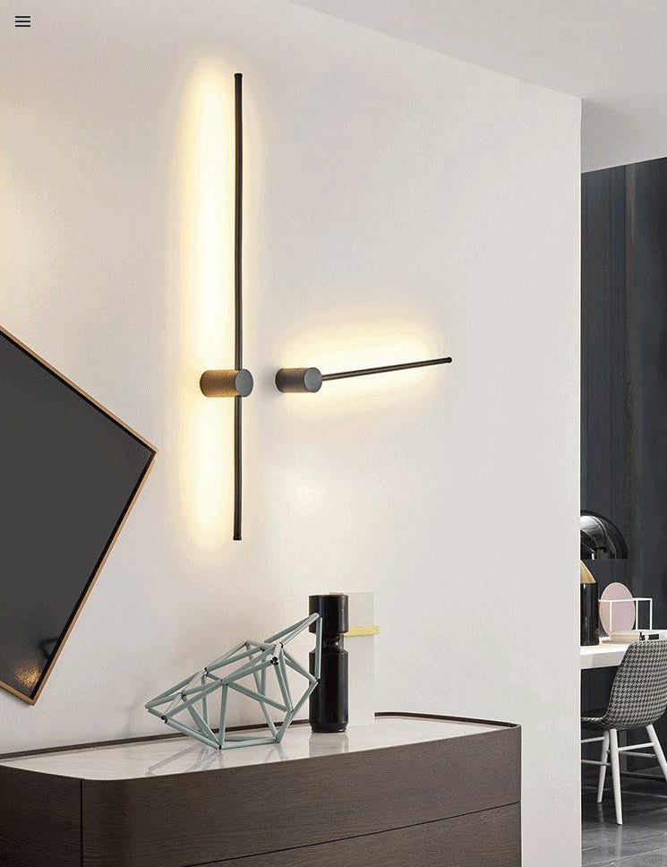 Luz de pared de dormitorio negro de aluminio de estilo simple moderno