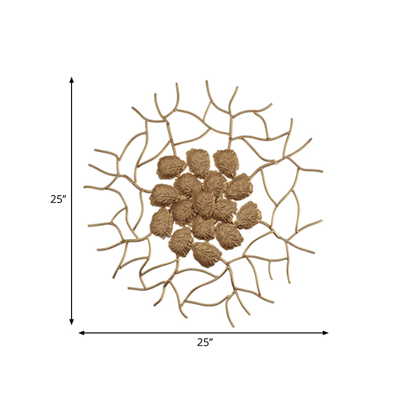 Moderne Stilrunde Wandlampe 3 Lichter Aluminium Wandbeleuchtung mit dunklem Kaffee/Blattgold Design