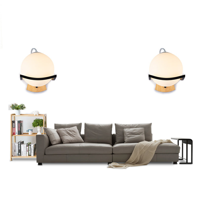 Nordic Postmodern Ball Single Head Glass Led White Wall Lamp