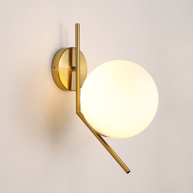 Nordic Postmodern Simple Art Glass Ball 1 Head Milk White Wall Lamp