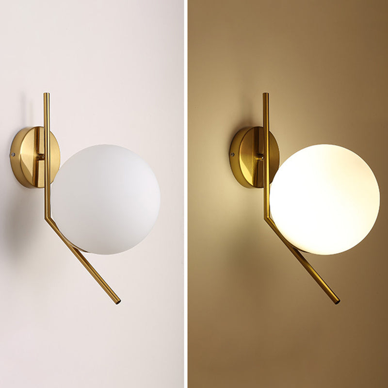 Nordic Postmodern Simple Art Glass Ball 1 Head Milk White Wall Lamp
