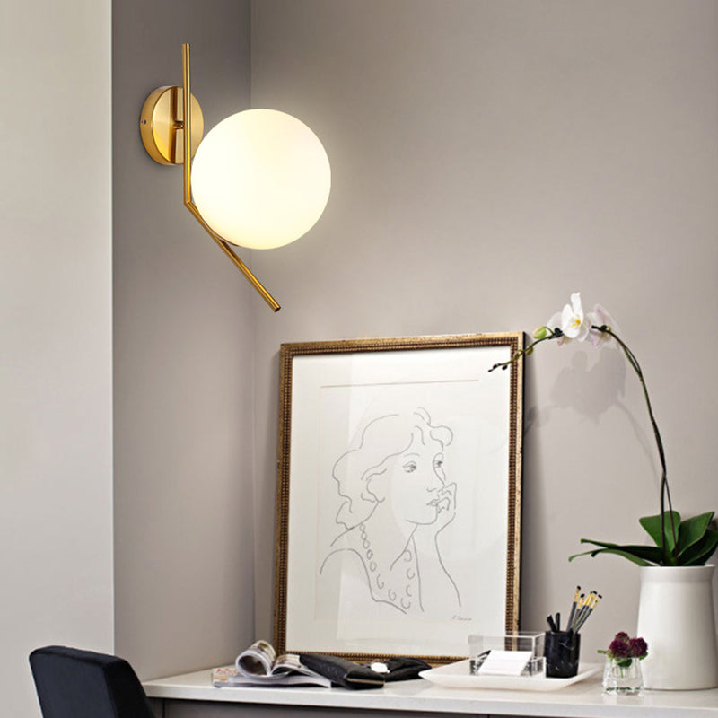 Nordic Postmodern Simple Art Glass Ball 1 Head Milk White Wall Lamp