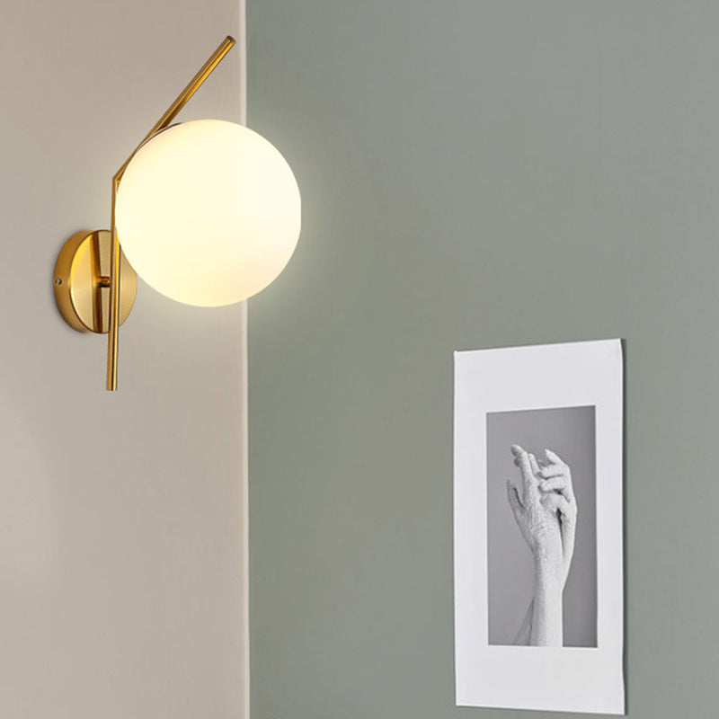 Nordic Postmodern Simple Art Glass Ball 1 Head Milk White Wall Lamp
