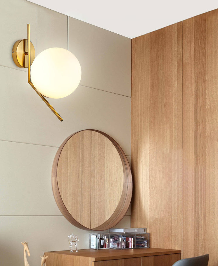 Nordic Postmodern Simple Art Glass Ball 1 Head Milk White Wall Lamp
