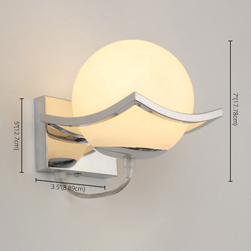 Modern Contracted Ball 1 Head Glass Material Milky White Wall Lamp