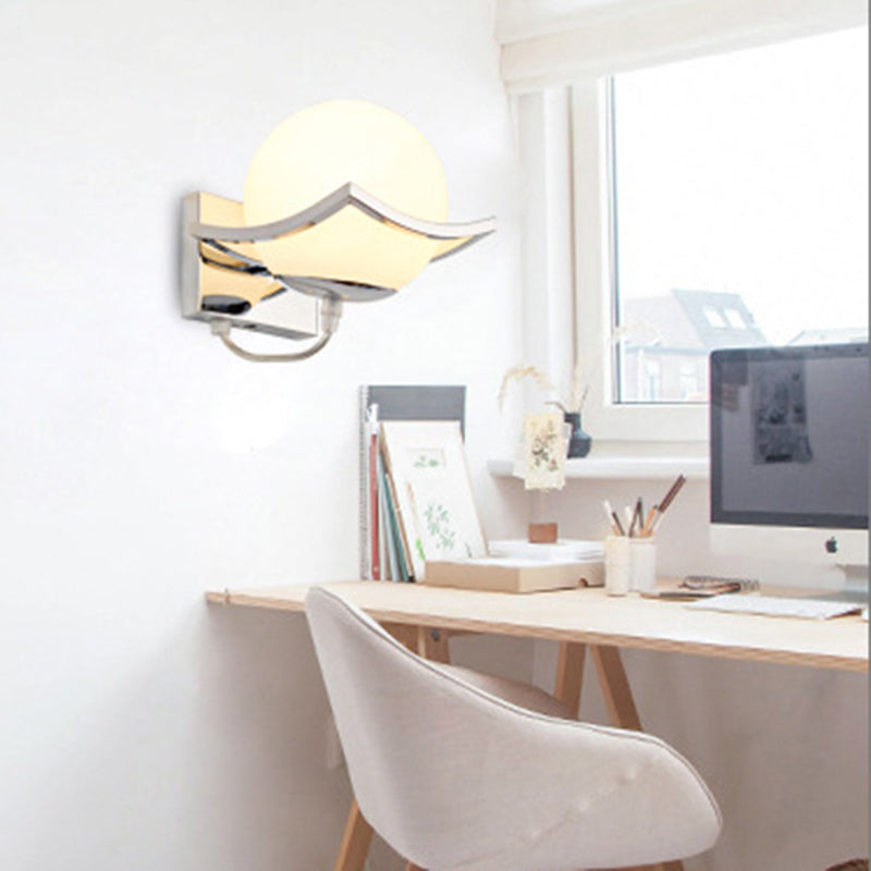 Modern Contracted Ball 1 Head Glass Material Milky White Wall Lamp