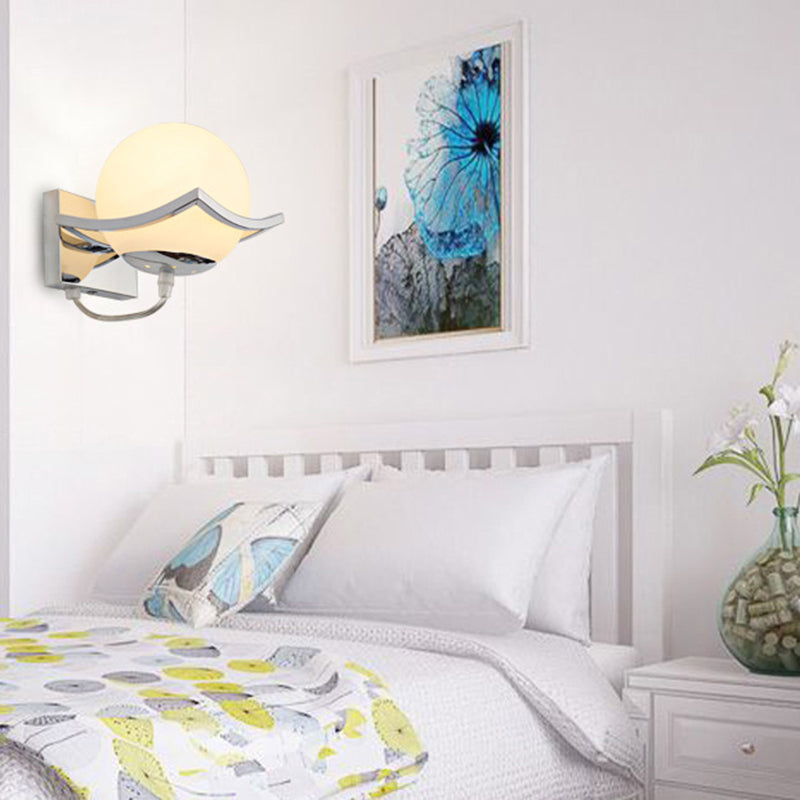 Modern Contracted Ball 1 Head Glass Material Milky White Wall Lamp