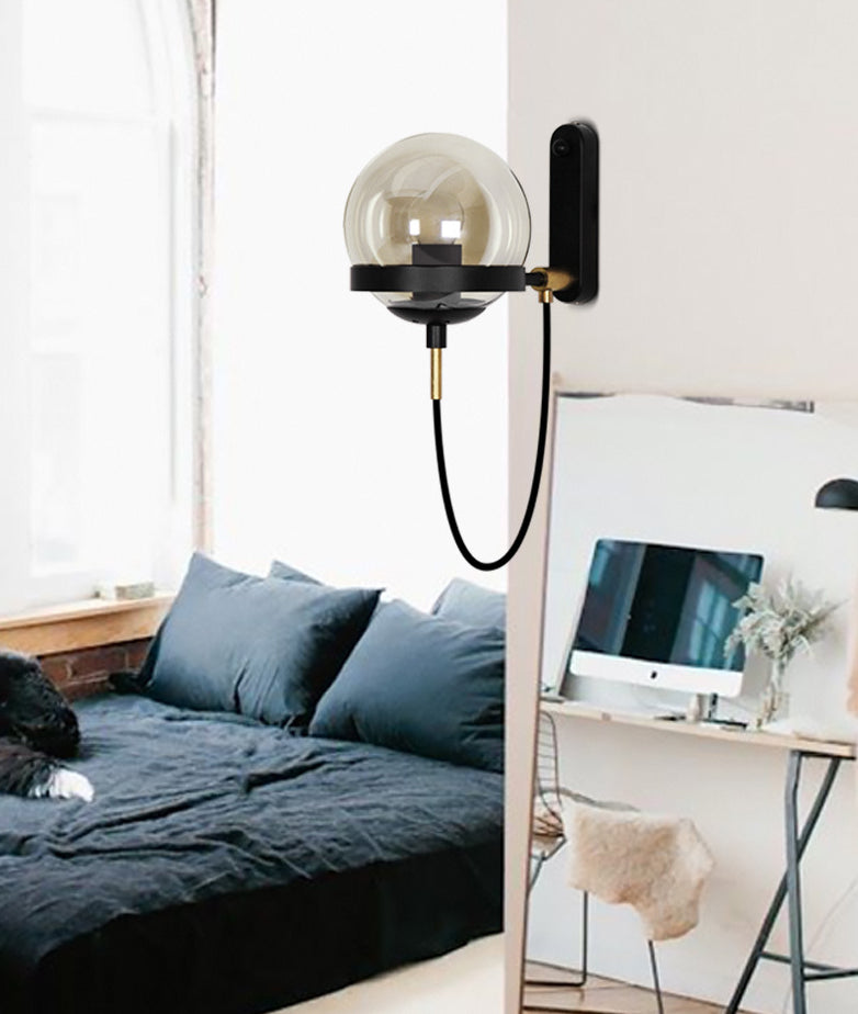Postmodern sferisch 1 kop glazen materiaal koperen kleur wandlamp
