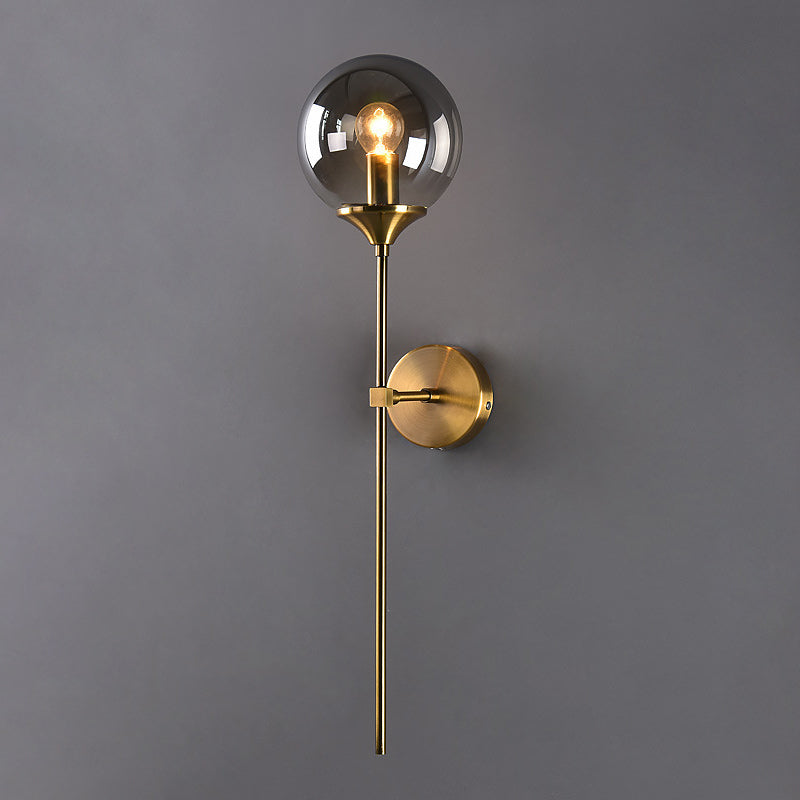 Lampe murale en laiton moderne sphérique simple sphérique 1 de tête