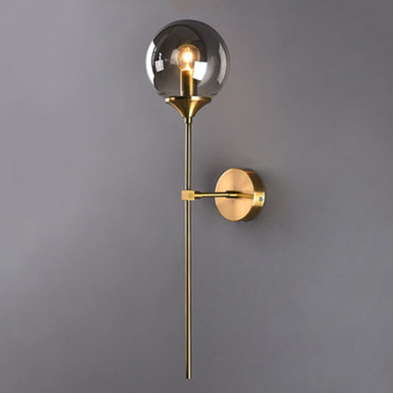 Modern Simple Spherical 1 Head Glass Material Brass Wall Lamp