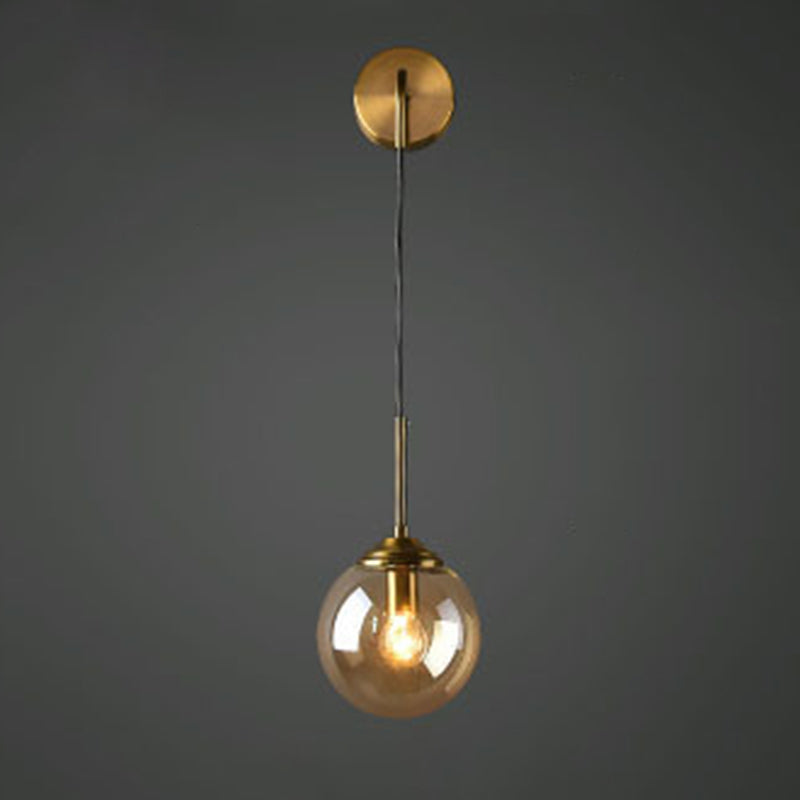 Lampe murale en laiton moderne sphérique simple sphérique 1 de tête