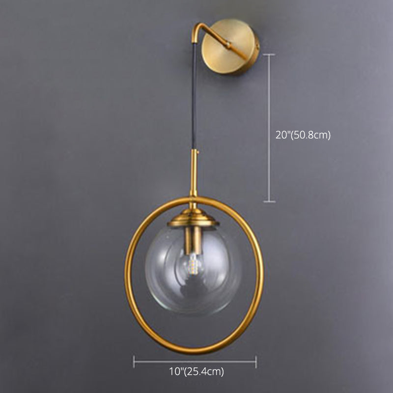 Lampe murale en laiton moderne sphérique simple sphérique 1 de tête