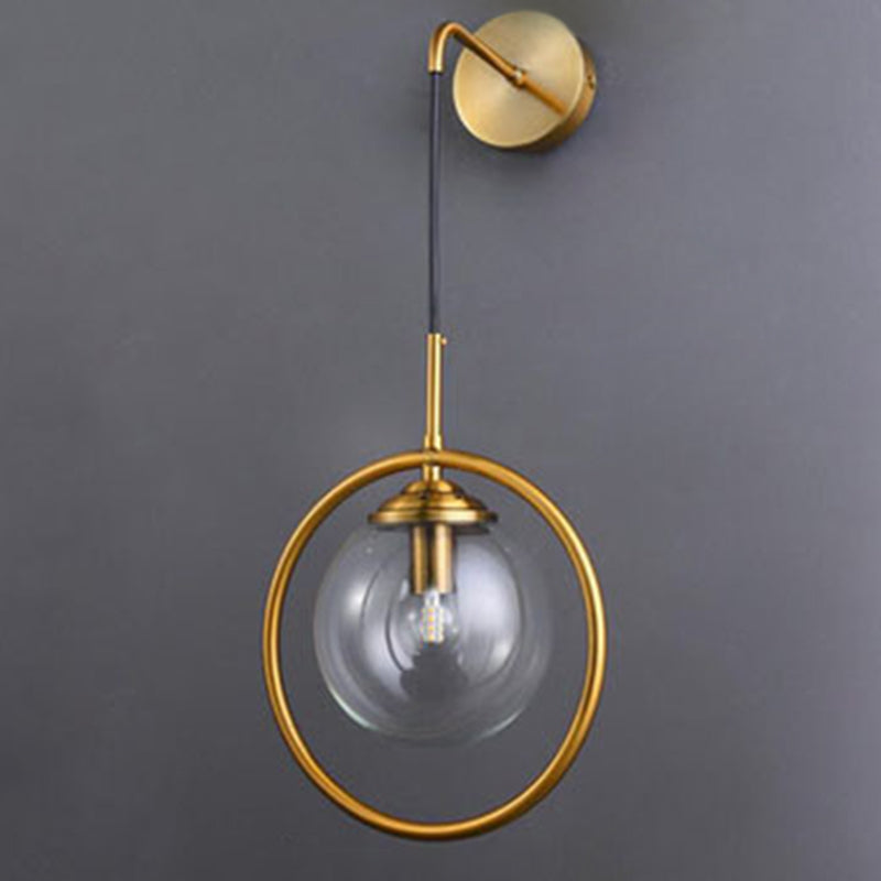 Lampe murale en laiton moderne sphérique simple sphérique 1 de tête