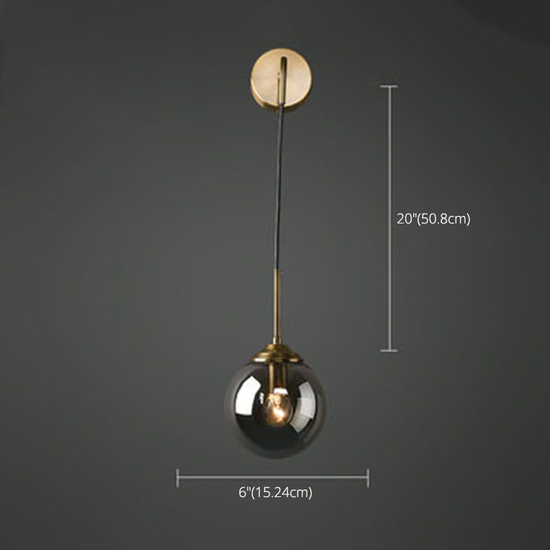 Lampe murale en laiton moderne sphérique simple sphérique 1 de tête