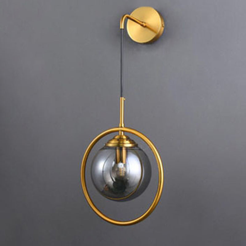 Lampe murale en laiton moderne sphérique simple sphérique 1 de tête