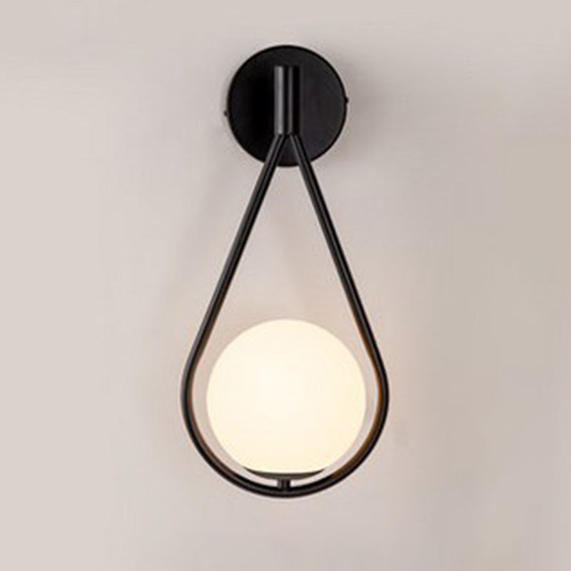 Nordic Minimalist Glass Wall Lamp Milky Glass Metal Base